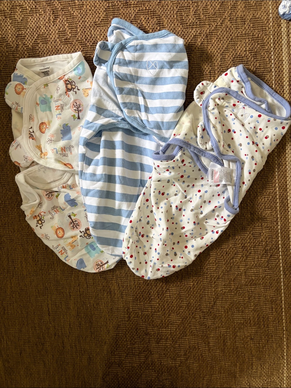 SwaddleMe Blue, Cream, White Baby Swaddle Trio with Prints